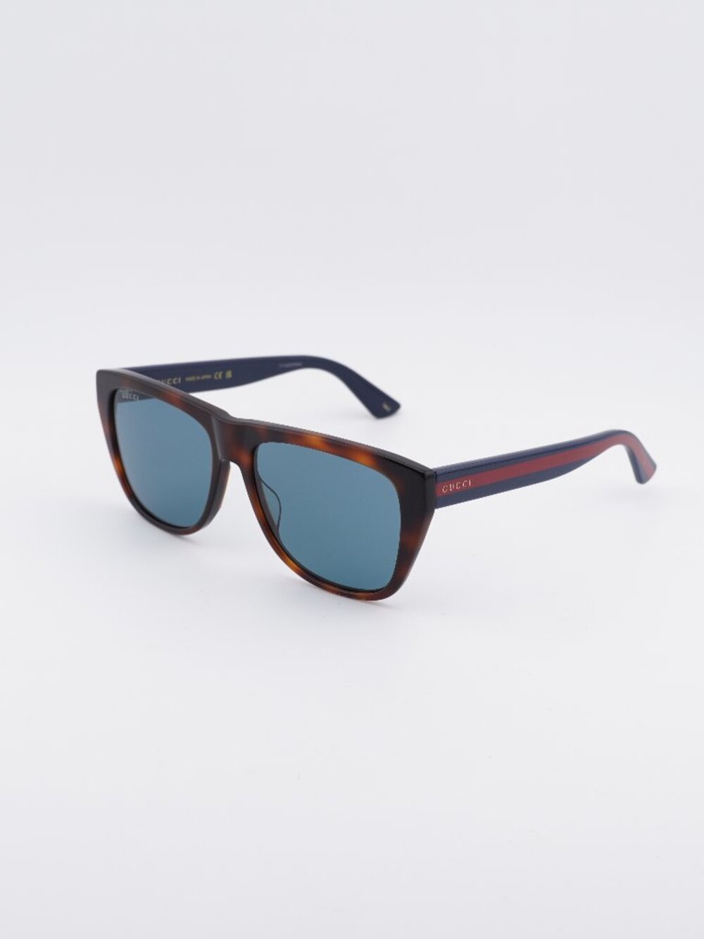 Gucci GG0926S 001 Sunglasses Havana Square Frame, Blue Lenses